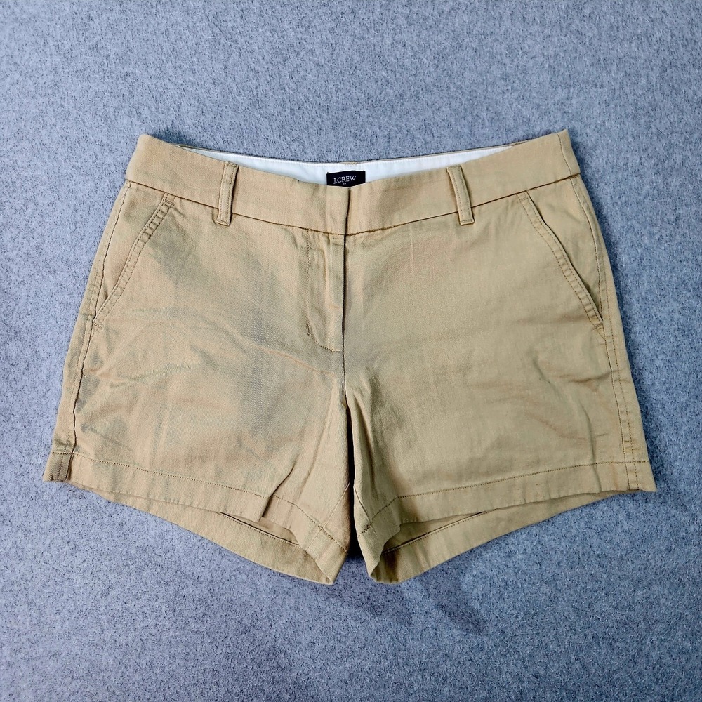 J. CREW Classic Chino Shorts Womens Size 8 Tan Flat‎ Front Pockets H1453